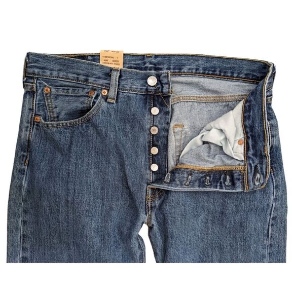 Levi's 501 90's Straight Leg Button Fly 5 Pocket Cotton Jeans Men's 33x30 - Picture 4 of 6